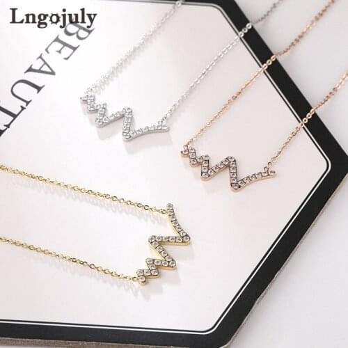 Hot Sale Women Necklace Titanium Steel Zirconia Pendant Necklace For Women Anniversary Engagement Wedding Necklace Jewelry Gift