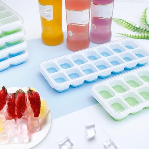 1PC 14 Grid Silicone Ice Cube Tray Mold with Lid Color Cocktail DIY Making Mold Square 4 Cocktail Juice Mold Summer Accessories