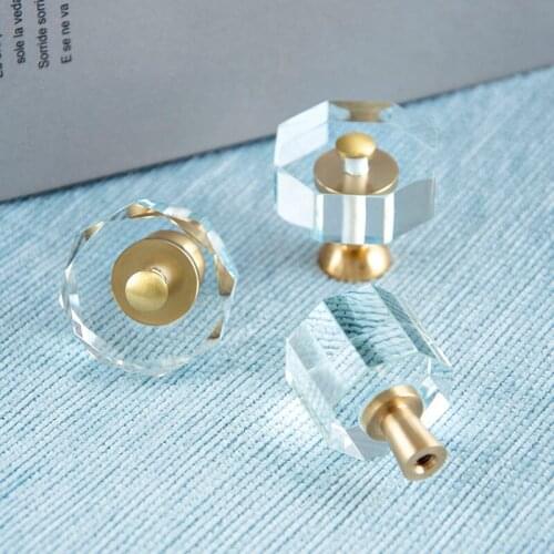 1Pcs Crystal Glass Design Brass Knobs Cupboard Drawer Pull Silver Kitchen Cabinet Door Wardrobe Handles Hardware Accessories