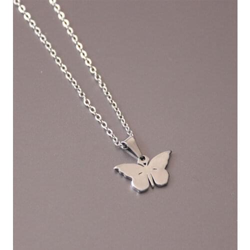 1pc Cute Butterfly Stainless Steel Necklace Love Insect Pendants Necklaces Women Kids Fashion Memorial Jewelry