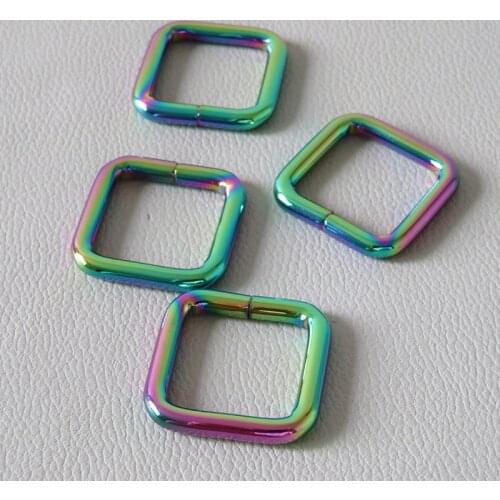 1Pcs Rainbow Metal Square Ring Buckle Hardware Clasp Dog Collar Leash Leads Loop Bag Backpack Belt Straps Accessories
