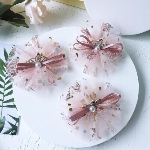 10cm 4pcs/lot sequined flower crown pearl torus for DIY Handmade Children Hair clip Accessories and garment Accessories