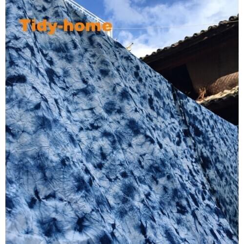 100% Cotton Plant Dyed Hand Tie Dyed Fabric Indigo Fabirc Cotton Shibori Fabric DIY Fabric Width 140cm