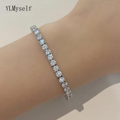 2mm-5mm Cubic Zirconia Of 7/8/9 inch Tennis Bracelet Copper Jewelry White/Gold Plated Bangle