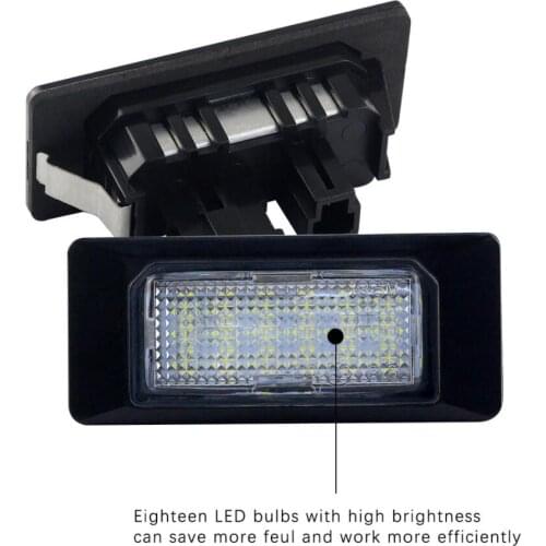 2pcs CANbus 12V 18 LEDs Car LED License Number Plate Lights Lamp For VW Touran Golf6 Passat B6 B7 Audi A1 A6 TT white 6000k