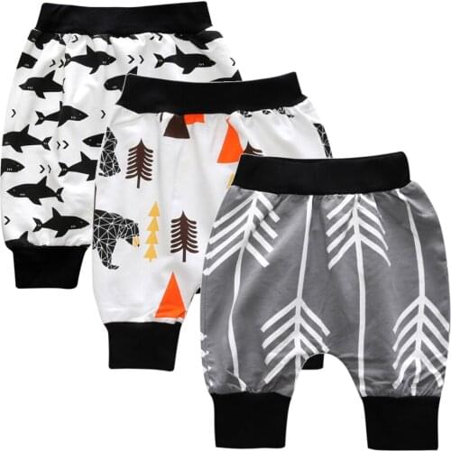 3 Pcs 2021 new arrival cartoon print baby cotton pants baby boys and girls pants harem pants stylish design BR115