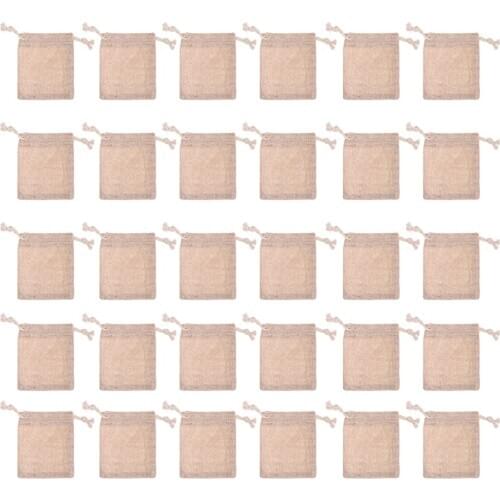 30pcs Small Size Linen Jute Sack Bag Drawstring Linen Bag For Jewelry Candy Storage Gift Pouch Sack Wedding Party Favor Packaing