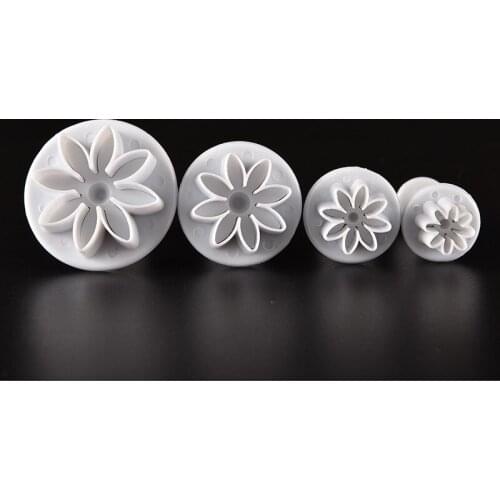 4pcs/Lot Daisy Flower Cookie Sunflower Plunger Cake Decorating Tool Cupcake Kitchen Fondant Cake Mold Stand Kitchen Accessories