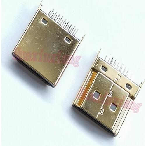 50PCS/Lot HDMI Male Jack/plug connector 19PIN 19P 1.6MM 180 Degree Gold-Plated