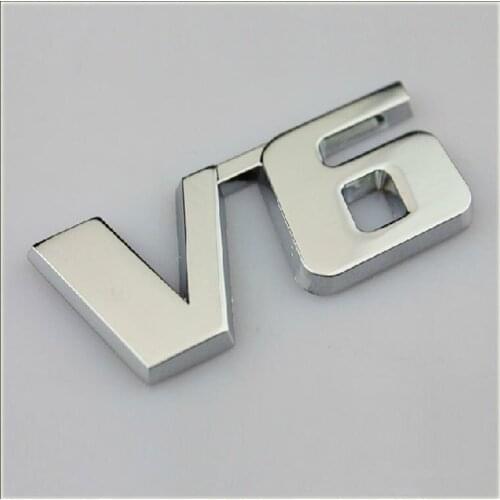 Car Chrome Metal V6 Emblem Badge 3D Decal Trunk Auto Motor Sticker Car Styling Sticker Fiesta Kuga Ranger Galaxy Fusion