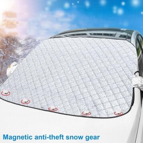 Car Snow Cover Thickened Magnet Aluminum Film Snow Shield Antifreeze Sunshade Windshield Protector Foldable&reflective Strips