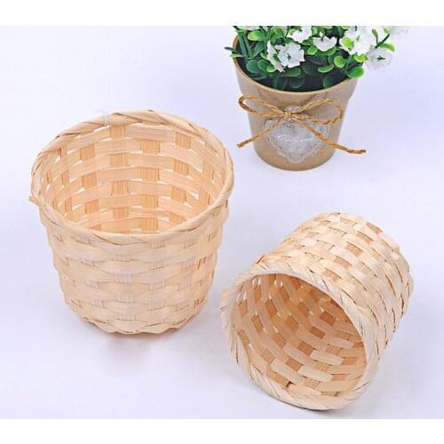Handmade Bamboo Storage Baskets Woven Basket Bra Sundries Organizer Rattan Plant Box Home Desktop Container