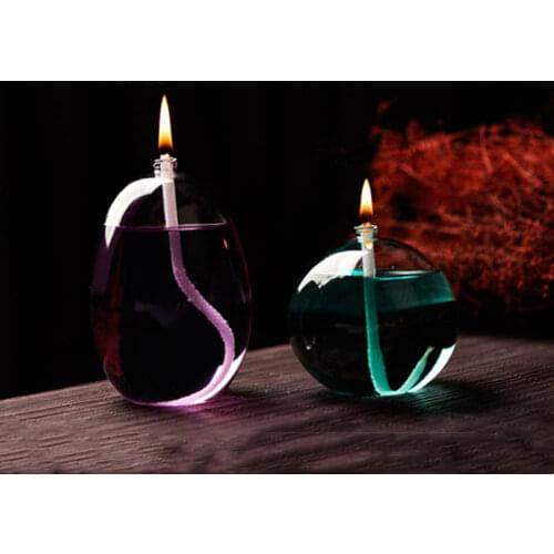 Free Shipping 2pcs/pack 8*11cm Oval Shaped Glass Oil Lamp Home Decoration Love Handcraft Wedding Friend Gift