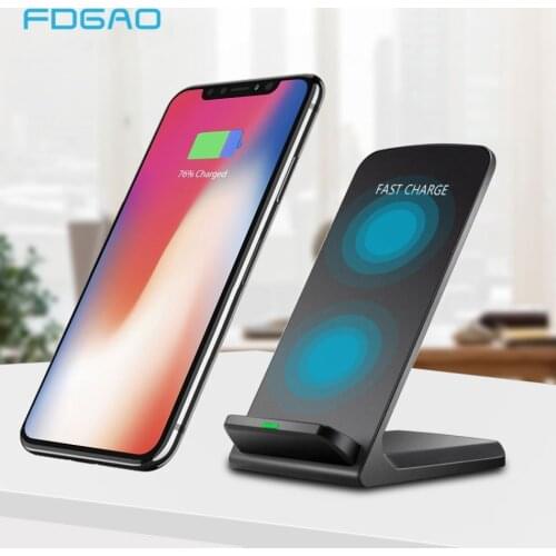 FDGAO Qi Fast Wireless Charger For iPhone 11 Pro X XS Max 8 XR USB Quick 10W Charging Holder Pad for Samsung S10 S8 S9 Note 10 9