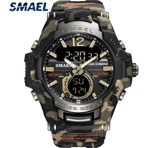 Fashion Sport SMAEL Mens Dual Display Watches Luxury Brand Waterproof Luminous Watch Men Military Digital Quartz Wrist Watch