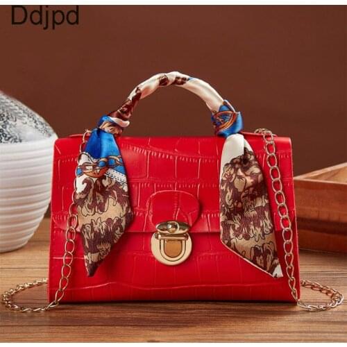 Ddjpd Famous Brand Designer PU Leather Fashion Messenger Bag Ladies Mini Chain Shoulder Bag Crocodile Pattern Messenger Handbag