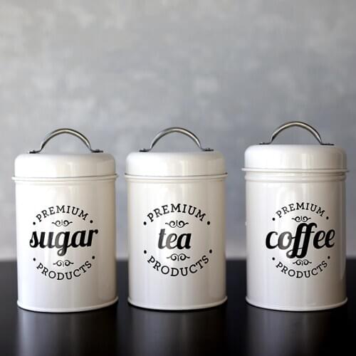 Decorative Kitchen Canisters with Lids Metal Rustic Vintage Decor for Sugar Coffee Tea Storage, Pack of 3