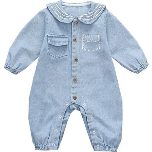 Kids Bodysuits Fashion Korean Denim Long Sleeve Newborn Baby Rompers Kids Clothing 2020 Spring Autumn Toddler Boys Girl Rompers