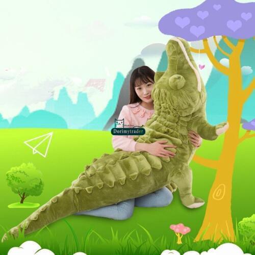Dorimytrader Biggest Realistic Lying Animal Crocodile Plush Toy Soft Stuffed Alligator Doll Pillow Gift for Kids Decoration