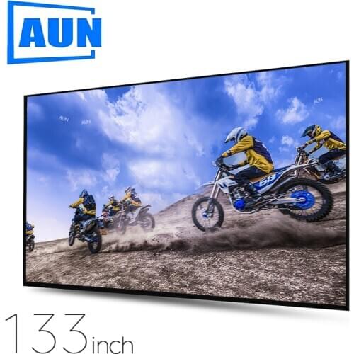 AUN Thicken Projector Screen 100/120/133 inch 16:9 Foldable Portable White cloth material for 4K Full HD Home theater