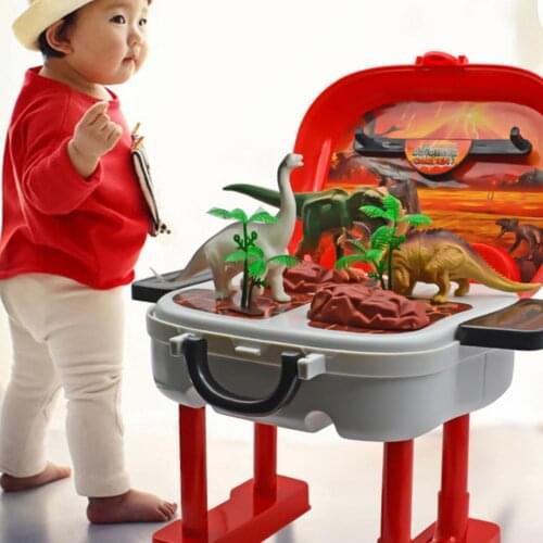Kids Dinosaur World Toys Pretend Play Portable Suitcase Toy Kids House Game Fun Educational Toys For Boys Children Birthday Gift