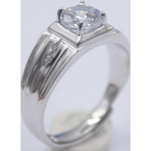 Pure 925 Sterling Silver Prong Set Bling Zircon Ring For Man Size from 5 to 12 WMR53B
