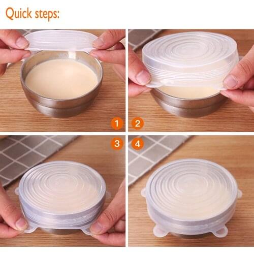 Kitchenware Fresh Keeping Box Solid Color Flexible Multi Size Packing Crisper 6Pcs Set
