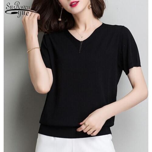 Chemisier Femme 2021 Summer New V-neck Ice Silk Knitted Vest Tops Blouse Thin Bottoming Sling Street Wear Women Clothing 10339