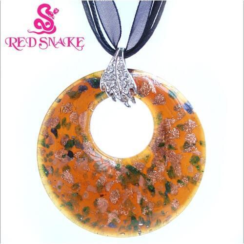 RED SNAKE Mothers Day Gift Fashion Jewelry toroidal with colors dots Murano Glass Pendant Necklace