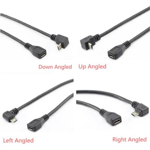 Micro USB 2.0 5Pin Male to Female to Extension connector Adapter Long plug Connector 90 Degree Right & Left & Up & Down Angled