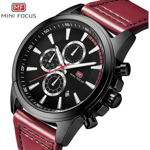 MINI FOCUS Men Watches Casual Fashion Sports Men Watches Genuine Leather Chronograph Brand Luxury Military Quartz Watch Relogios