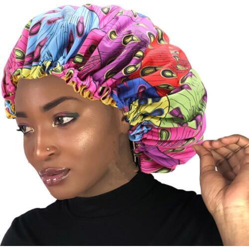 New Extra Large Sleep Cap African Print hair bonnet Satin Lined sleep cap Night Sleep Hat Ladies Turban