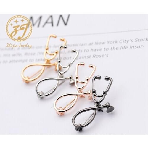 2020 New Fashion Stethoscope Brooch Pin Doctor Love Angel Brooch Healthcare Person Pin Zinc Alloy Personality Jewelry