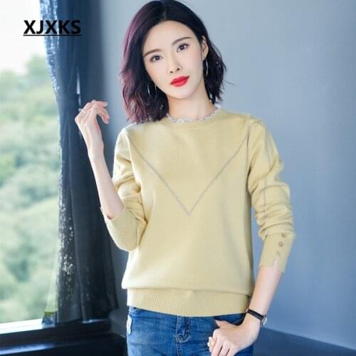 XJXKS New 2020 Pull Femme Hiver Knitted Sweater Women Sweaters And Pullovers Jumper High Quality Young Lady Sweater