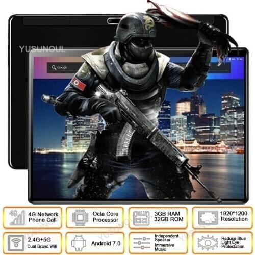 2020 New Tablet Pc 10 inch Android 7.0 Google Play 4G Phone Call Tablets WiFi Bluetooth GPS 2.5D Tempered Glass 10 inch Tablet