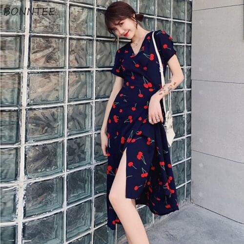 Dress Women Cartoon Feminine Elegant Lady Lovely Vestdios Short Sleeve Midi Beach Lace-up Holiday Leisure Trendy Ulzzang Female