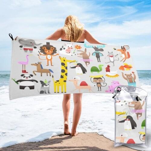 Bathing Towel Funny Cartoon Animals Bath Wearable Towel Dress Fast Drying Beach Spa Magical Nightwear Sleeping