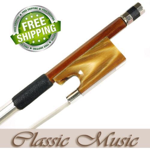 Silver Pernambuco Violin Bow with Red Horn Frog (4/4), Good Mongolian Horse Hair