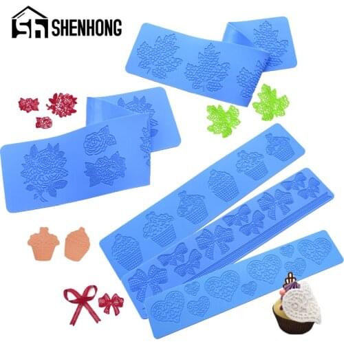 SHENHONG Embossing Fondant Moulds Silicone Cake Molds Dessert Decoration Baking Tools Sugarcraft Lace Mat Kitchen Bakeware