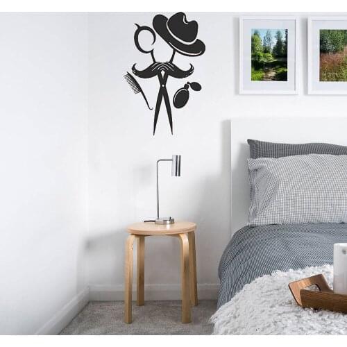 Modern Barber Shop Wall Sticker Shop Decor Scissors Comb Pattern Wall Decals Waterproof For Hair Salon Sign Vinyl DW7758