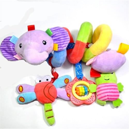 Elephant Cartoon Stroller Arch Rattles Hanging Cute Plush Animals Style Bed Around for Baby Education Toy Spiral Wrap Around Cri