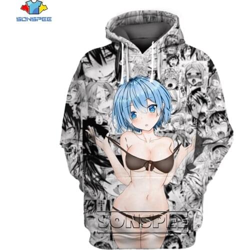 SONSPEE 3D Anime Re Zero Print Sweatshirt Sexy Bikini Rem Loli Cartoon Hoodie Harajuku Kawaii Oversized Mens Womens Clothing T