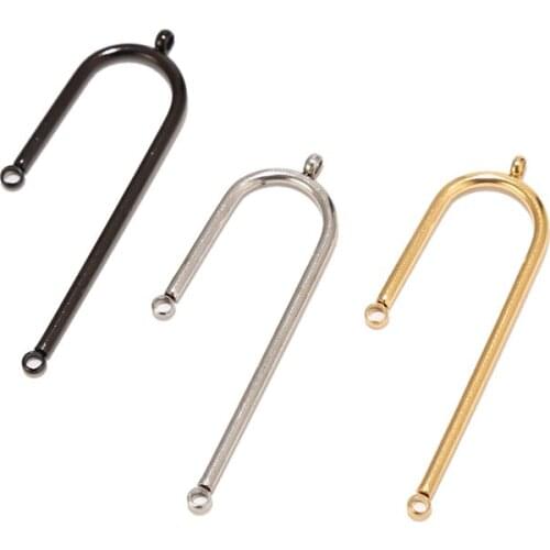 3 color Stainless Steel U shape Connector Charm for Jewelry Making Bracelets Necklaces DIY Handmade Decoration Finding Supplies