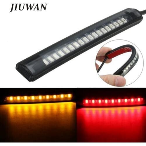 Universal Flexible 17 LED Motorcycle Light Strip Tail Stop Turn Signal Light Motorcycle Running Brake Light 8 Yellow 9 Red Led