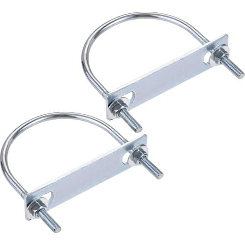 Uxcell Round U-Bolt 3.03"(77mm) Inner Width 99mm Length Steel M6 with Nut, Plate, Washer 2 Sets