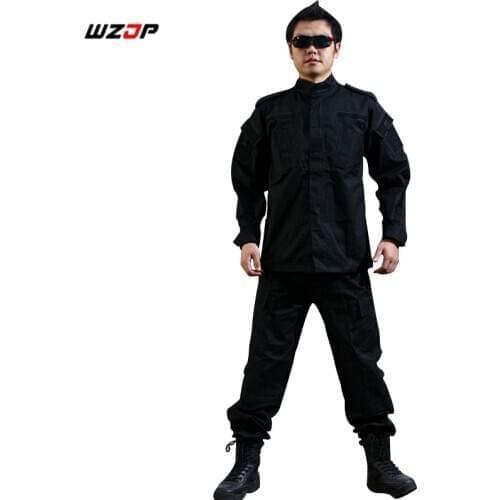 WZJP Army Military Tactical Uniform Shirt + Pants Black Combat Uniform US Army Mens Clothing Suit Airsoft Hunting Suit