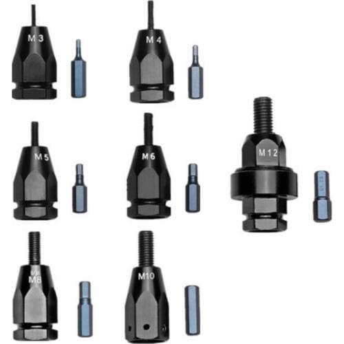 Portable Kit Riveting Tool Accessory Head with Nutsert Cap for Nuts M4 M5 M6 M8 M10 M12