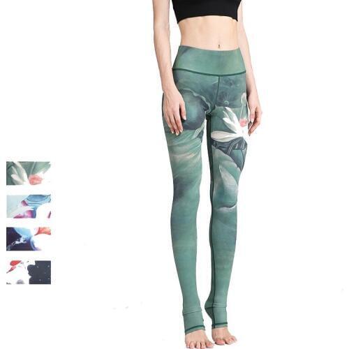 Women Sexy Yoga Pants Printed Dry Fit Sport Pants Elastic Fitness Gym Pants Workout Running Tight Sport Leggings Female Trousers