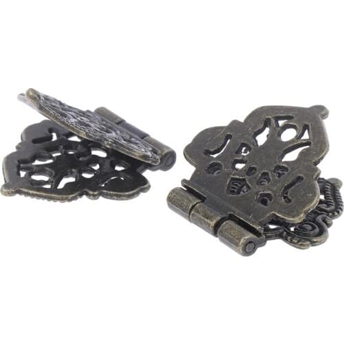 1PairVintage Alloy Hollow Flower Hinge,Metal Hinges,Cabinet Door Butt Hinges For DIY Box,24*54mm