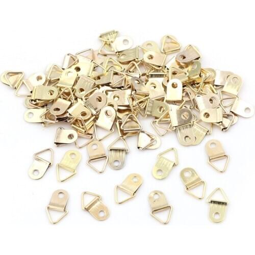 100PCS/Lot Golden Triangle D-Ring Hanging Oil Painting Mirror Picture Frame Hanger Art Work Photo Wall Hook Hooks Hangers